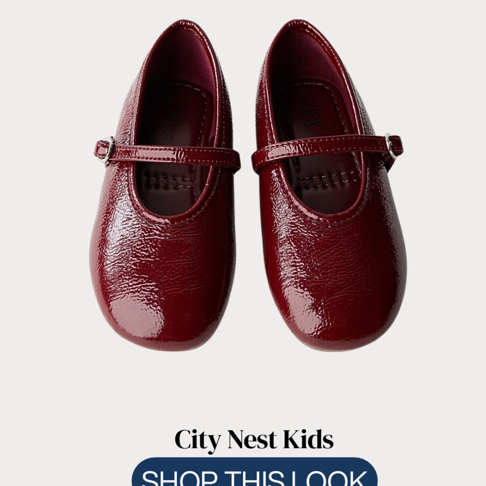 Copy of Copy of City Nest Kids (Instagram Post (45)) Zara Girls Burgundy Patent Mary Jane Shoes Size 24 | City Nest Kids