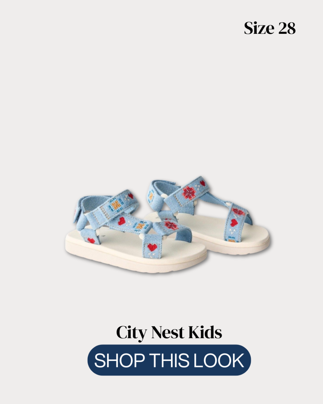 Copy of Copy of City Nest Kids (Instagram Post (45)) - 21 Zara Embroidered Denim Strap Sandals Size 28 | City Nest Kids