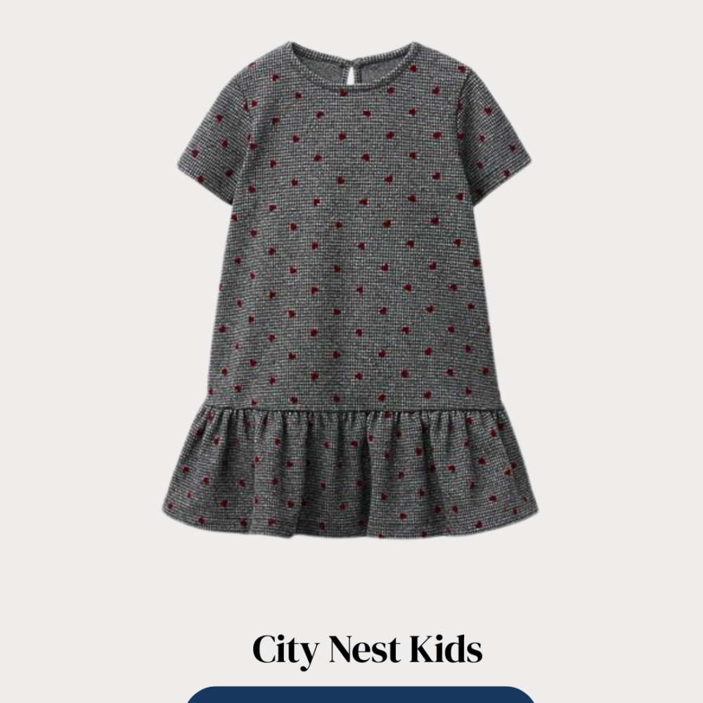 Zara Girls Grey Heart Print Dress Age 5 | City Nest Kids