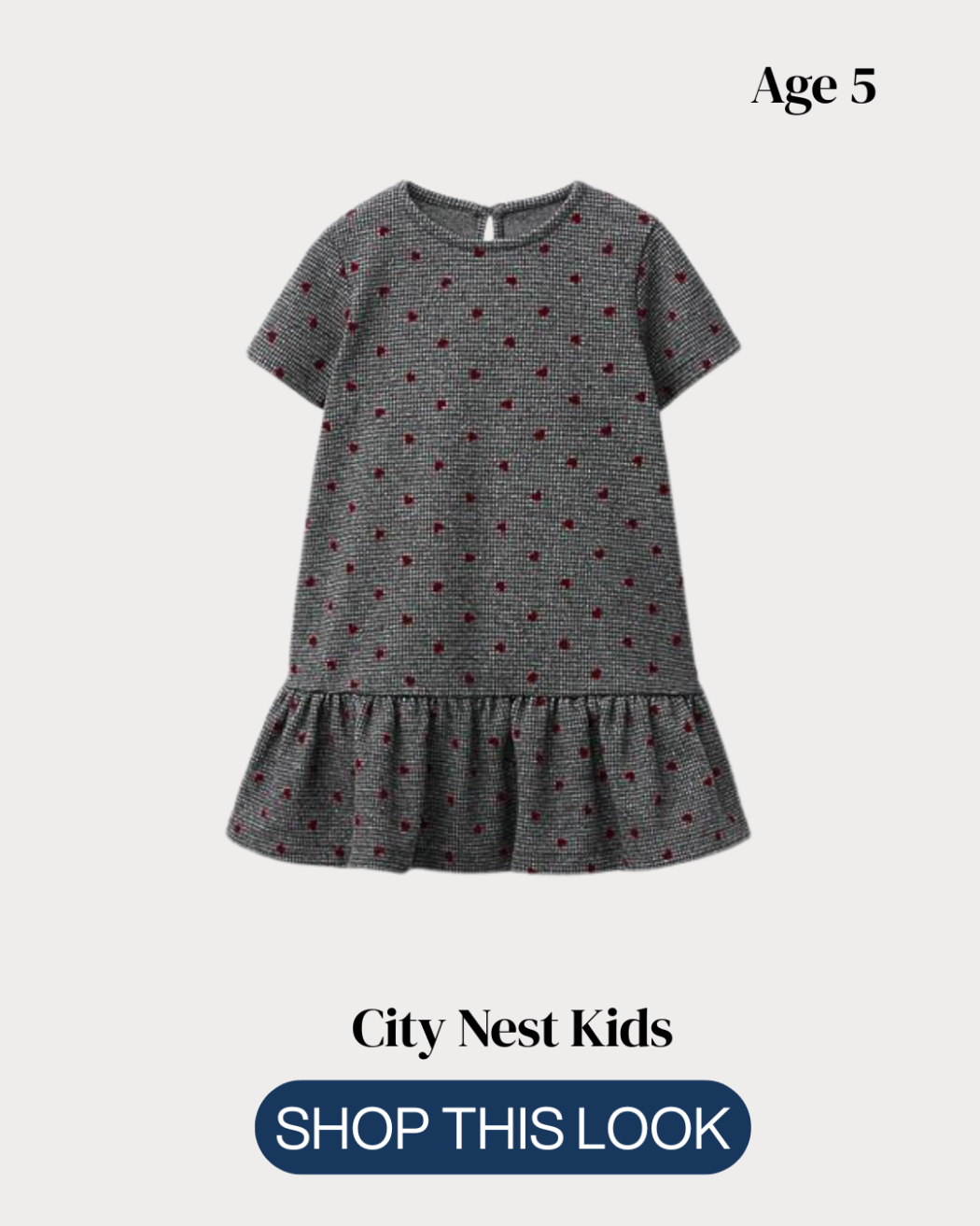 Zara Girls Grey Heart Print Dress Age 5 | City Nest Kids