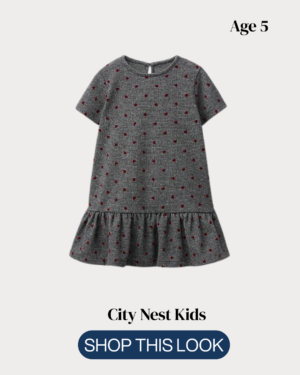 Zara Girls Grey Heart Print Dress Age 5 | City Nest Kids