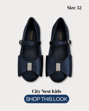 Monsoon Girls Navy Bow Occasion Shoes Size 32 | City Nest Kids
