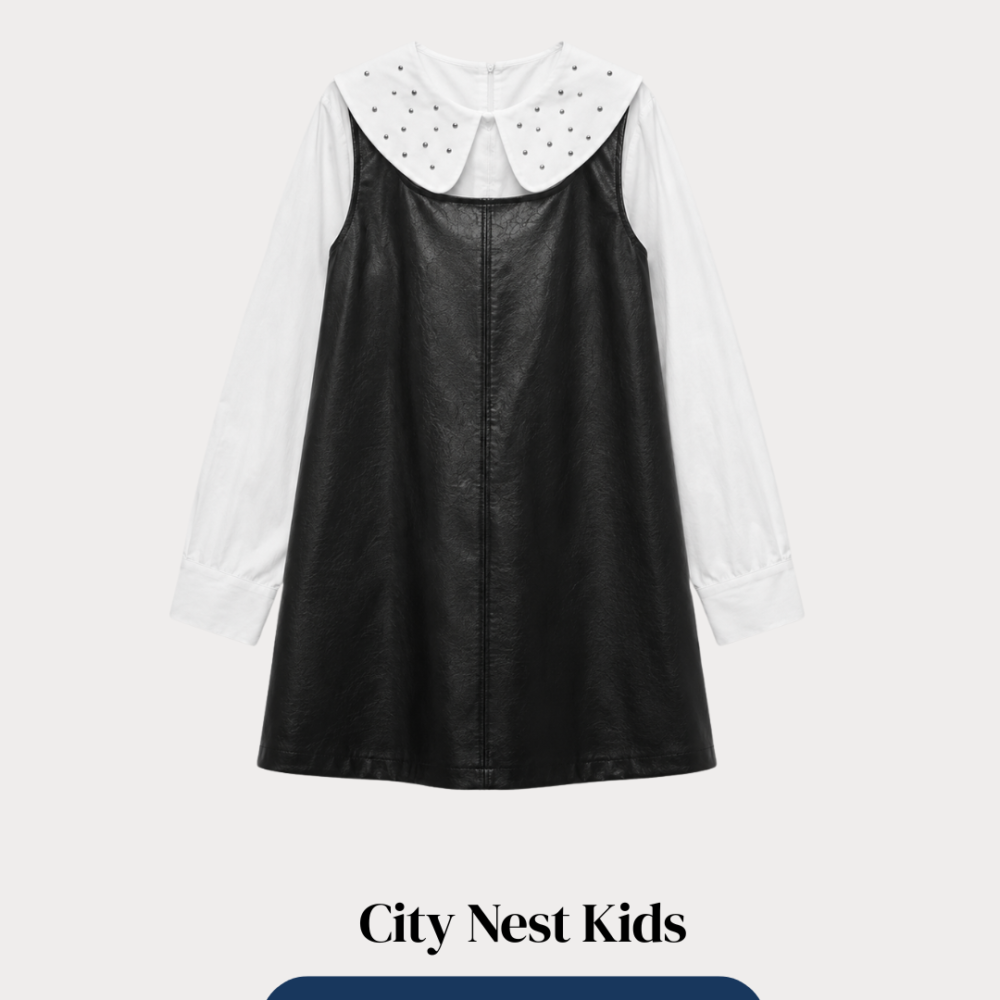 M&S Girls Faux Leather Collar Dress Age 7–8 | City Nest Kids