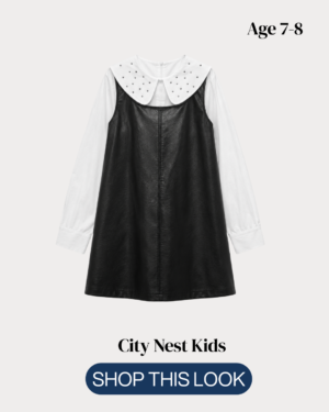 Copy of Copy of City Nest Kids (Instagram Post (45)) - 27 M&S Girls Faux Leather Collar Dress Age 7–8 | City Nest Kids
