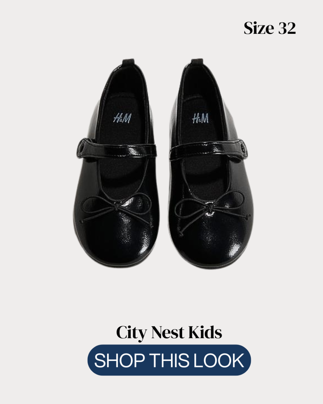 Copy of Copy of City Nest Kids (Instagram Post (45)) – 30 H&M Girls Black Patent Mary Jane Shoes Size 32 | City Nest Kids