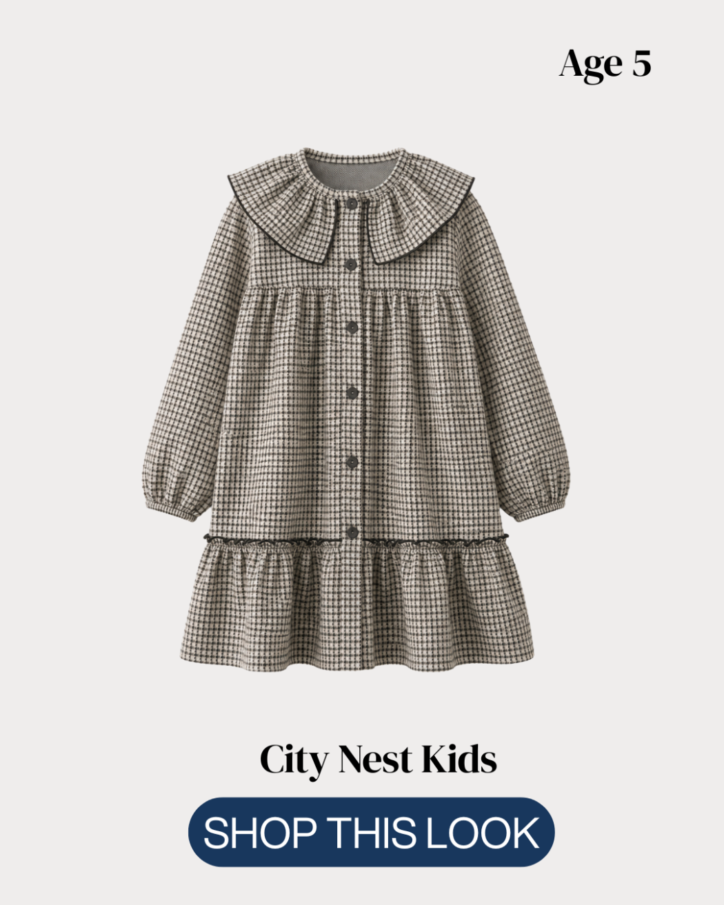 Zara Girls Check Collar Dress Age 5 | City Nest Kids