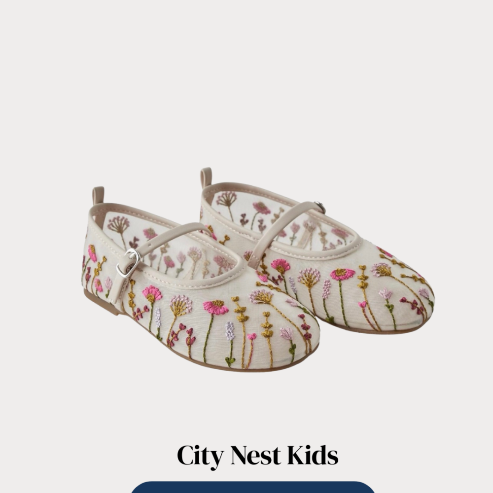 Copy of Copy of City Nest Kids (Instagram Post (45)) - 35 Zara Girls Floral Embroidered Ballet Flats Size 27 | City Nest Kids
