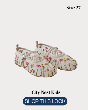 Zara Girls Floral Embroidered Ballet Flats Size 27 | City Nest Kids