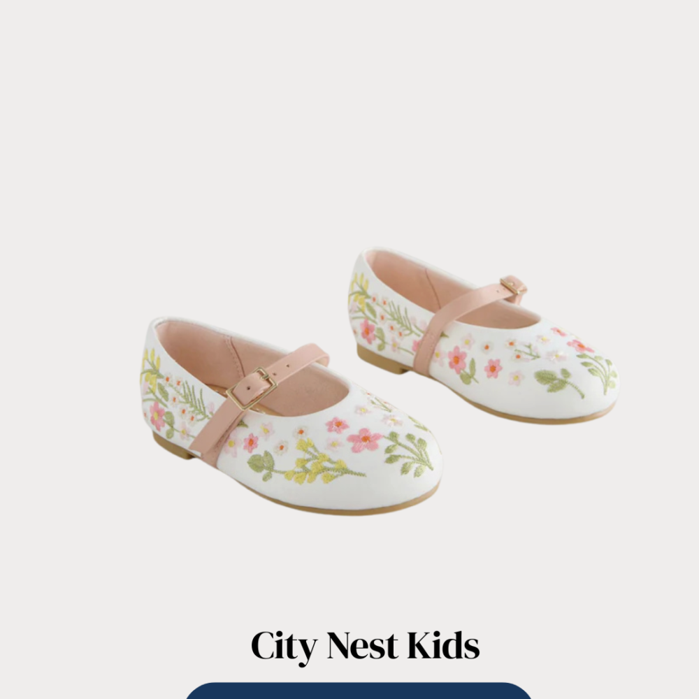 Next Girls Floral Embroidered Mary Jane Shoes Size 28 | City Nest Kids