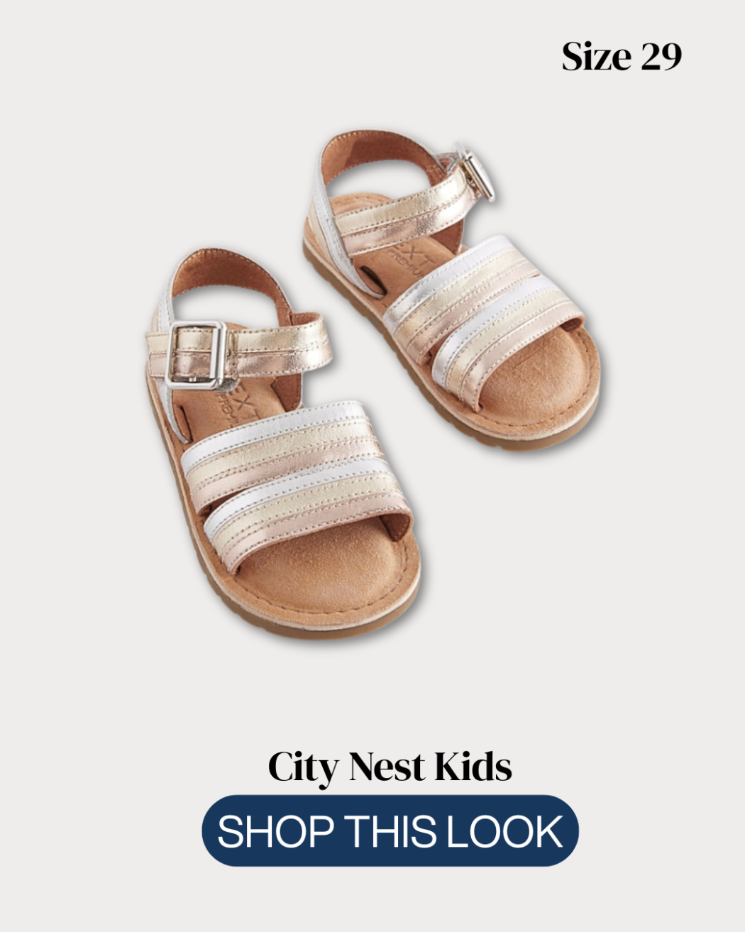 Next Girls Metallic Strap Sandals Size 29 | City Nest Kids