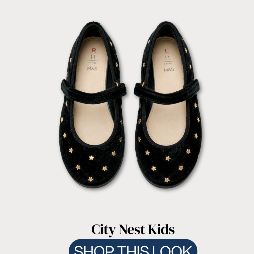M&S Girls Velvet Star Mary Jane Shoes Size 29 | City Nest Kids