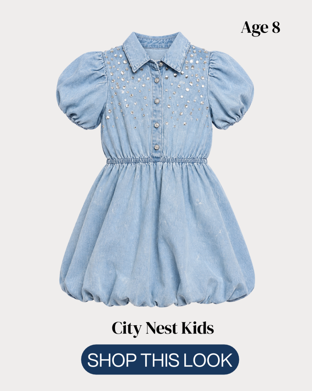 River Island Girls Denim Bubble Dress Age 8 | City Nest Kids