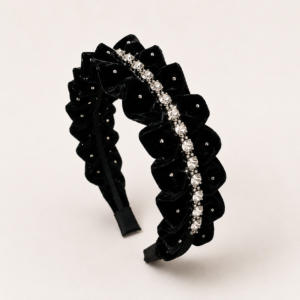 Black Velvet Crystal Girls Hairband | City Nest Kids