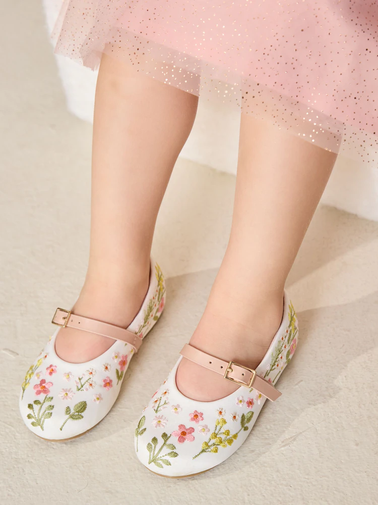 Next Girls Floral Embroidered Mary Jane Shoes Size 28 | City Nest Kids