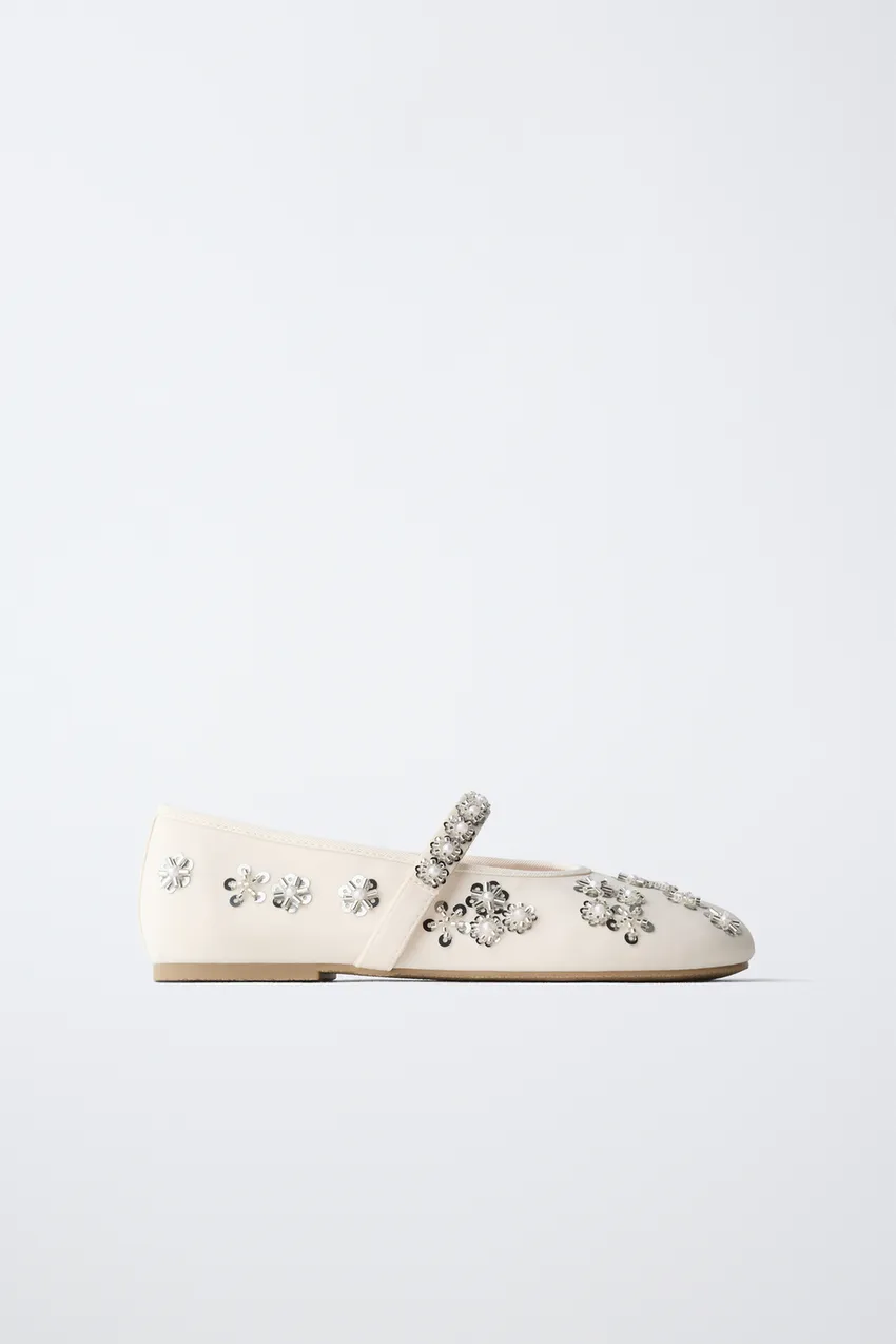 Zara Girls Embellished Ballet Flats Size 29 | City Nest Kids