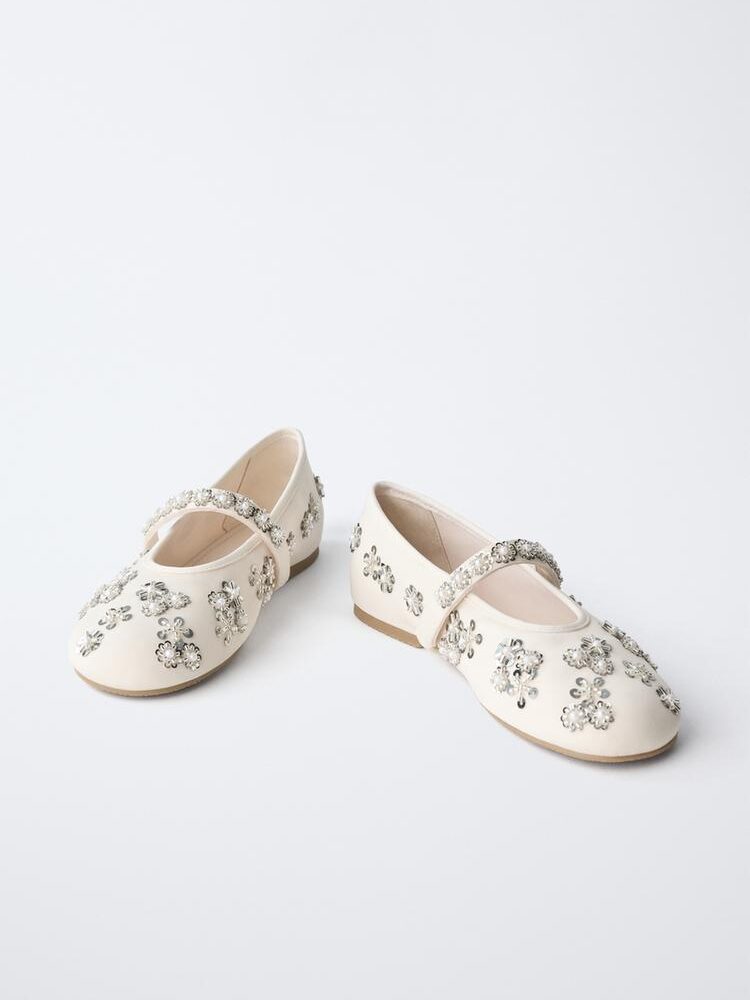 Zara Girls Embellished Ballet Flats Size 29 | City Nest Kids