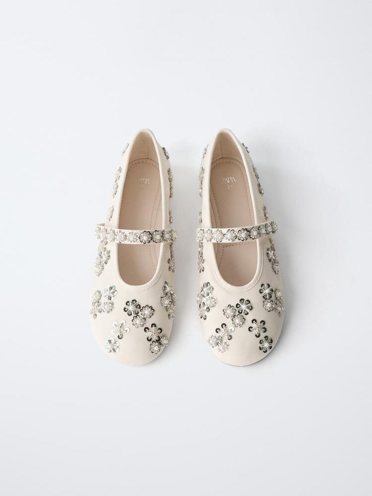 Zara Girls Embellished Ballet Flats Size 29 | City Nest Kids