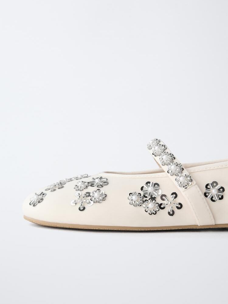Zara Girls Embellished Ballet Flats Size 29 | City Nest Kids