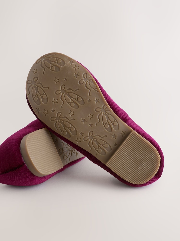 Next Burgundy Velvet Heart Ballet Flats Size 29 | City Nest Kids