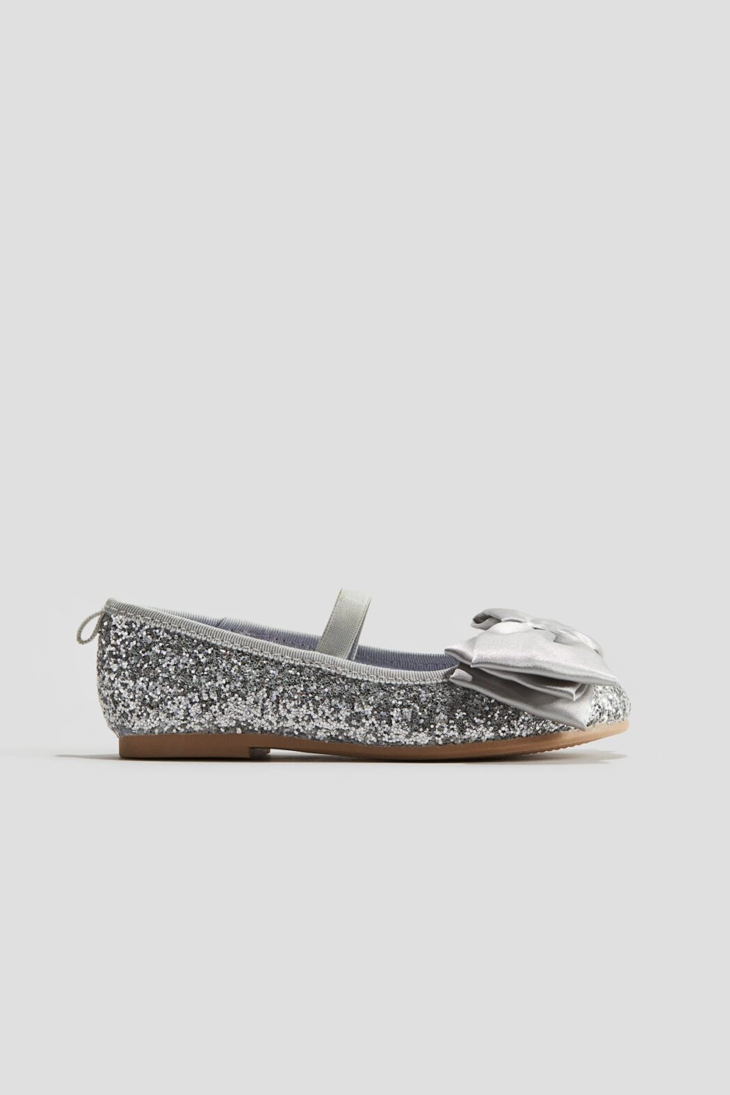 River Island Girls Silver Glitter Bow Ballet Flats Size 32 | City Nest Kids