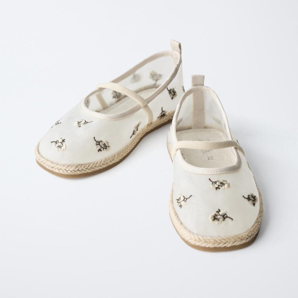 Zara Girls Embroidered Ballet Flats Size 27 | City Nest Kids