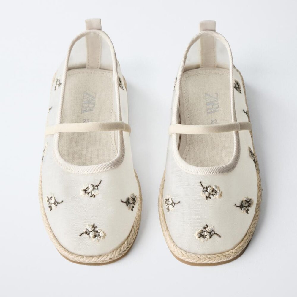 Zara Girls Embroidered Ballet Flats Size 27 | City Nest Kids