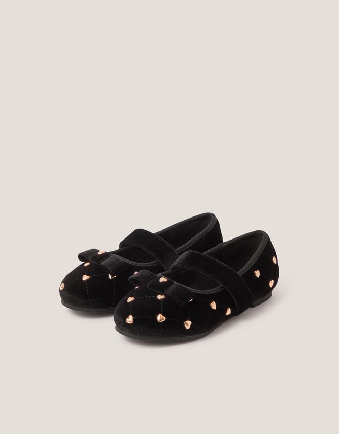 IMG_2504 Monsoon Black Velvet Heart Ballet Flats Size 29 | City Nest Kids