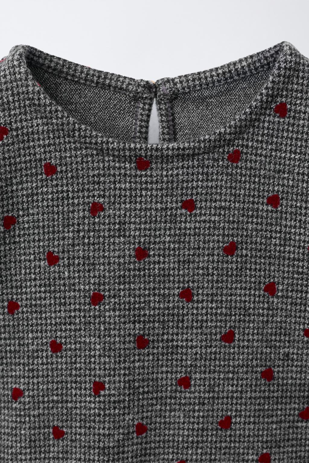 Zara Girls Grey Heart Print Dress Age 5 | City Nest Kids