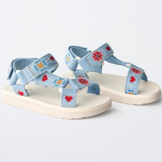 IMG_3236 Zara Embroidered Denim Strap Sandals Size 28 | City Nest Kids