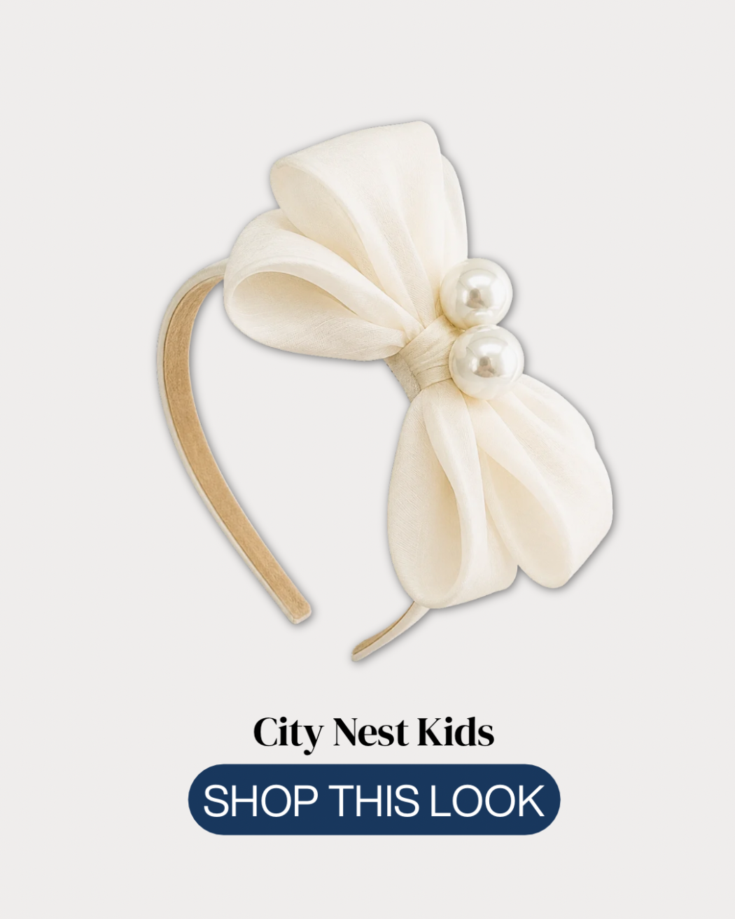 Large Pearl Bow Ivory Headband | City Nest Kids