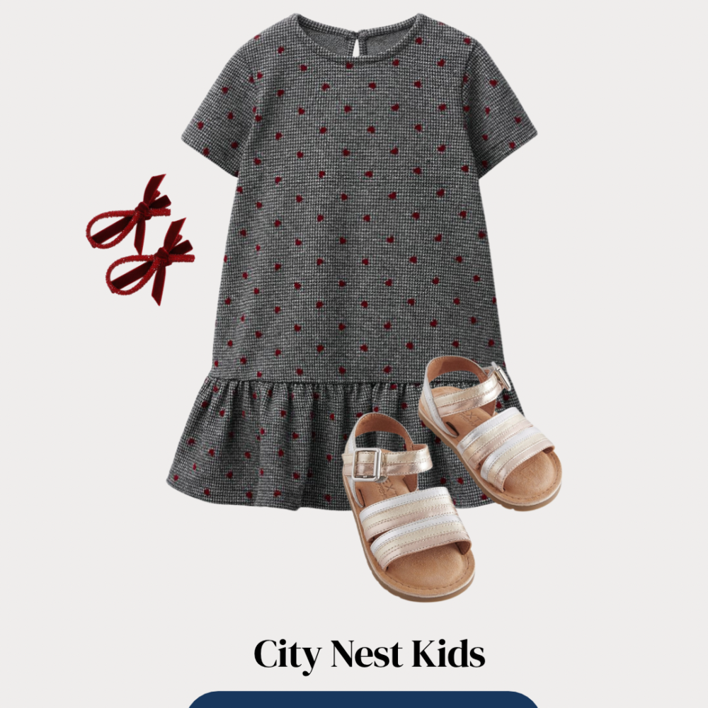 Zara Girls Grey Heart Print Dress Age 5 | City Nest Kids