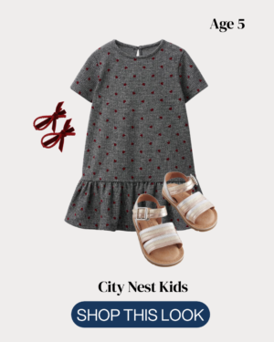 Zara Girls Grey Heart Print Dress Age 5 | City Nest Kids