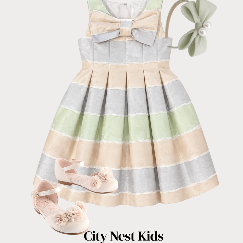 Torres Girls Pastel Stripe Occasion Dress | City Nest Kids