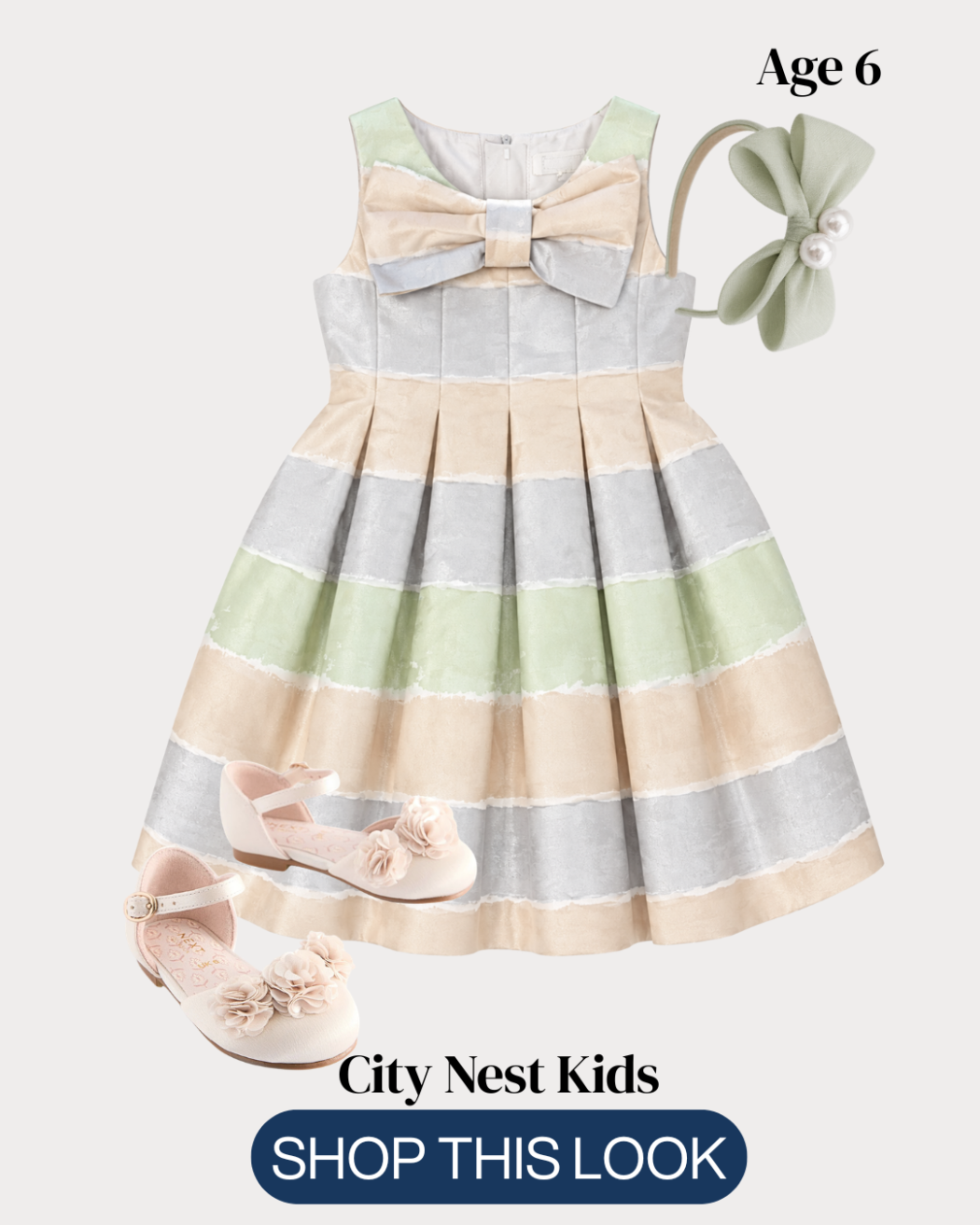 Torres Girls Pastel Stripe Occasion Dress | City Nest Kids